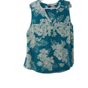 Torrid Womens Harper Sleeveless Blouse Blue Palm Floral Plus 2X